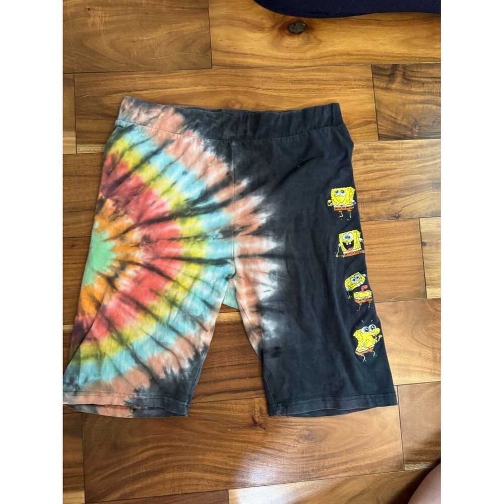 Nickelodeon Black Multicolor Tie-Dye SpongeBob Jogger Shorts